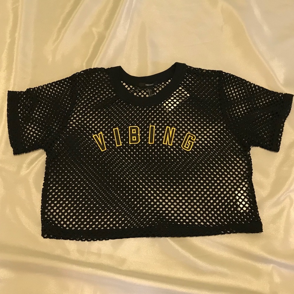 Black mesh crop top- new with tags